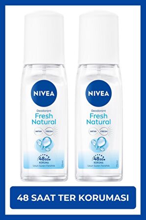 Nivea Kadın Pump Sprey Deodorant Fresh Natural 75ml, Ter Kokusuna Karşı 48 Saat Koruma, Ferahlık, X2 Adet