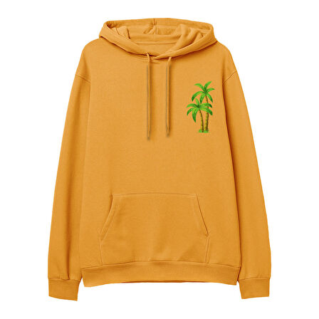 Palmiye Baskılı Hoodie-Portakal