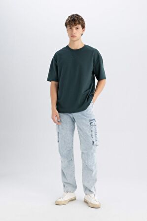 DeFacto Comfort Regular Fit Rahat Kesim Bisiklet Yaka Ağır Kumaş Kısa Kollu Tişört C6140AX24AUGN536