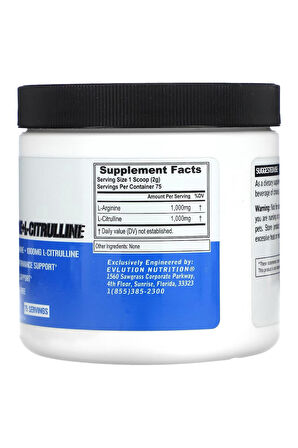 Evlution Nutrition L-Arginine+L-Citrulline Unflavored 5.29 Oz (150 G)