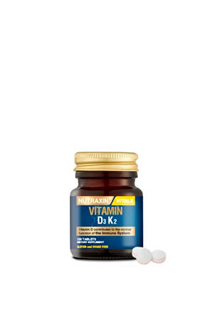 Nutraxin D3K2 120 Tablet - 1000 IU D3 vitamini, 25 mcg K2 vitamini