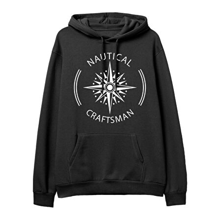 Nautical Craftsman  Baskılı Siyah Hoodie