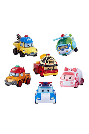 6'Lı Robocar Poli Figür Seti Amber Roy Mark Helly Bucky Poli Figürleri 6 Lı Robocar Poli Robot Figür