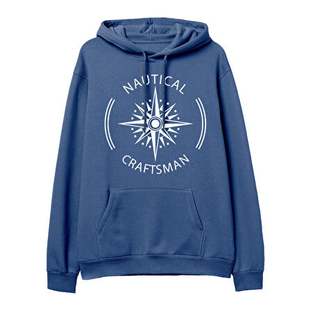 Nautical Craftsman Baskılı Hoodie-Royal Mavi