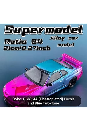Nissan Skyline GTR R34 1:24 Ölçek Diecast Model Araba Açılan Kapılar Nıssan GTR Model Parlak Mor