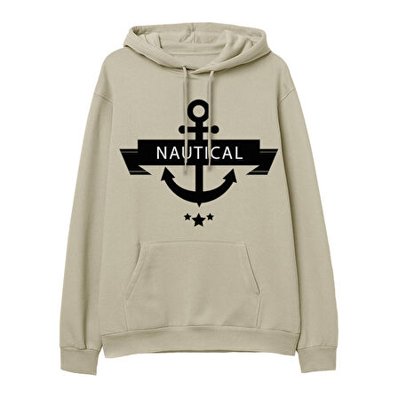 Nautical  Baskılı Krem Hoodie