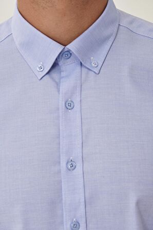 Ütü Gerektirmeyen Taılored Slim Fit Dar Kesim Düğmeli Yaka %100 Pamuk Gömlek