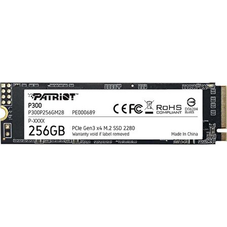 Patriot 256GB P300 M.2 2280 Pcıe Gen3 x 4 1700MBS/1100MBS Flash SSD P300P256GM28 OUTLET