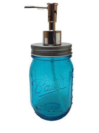 CAM SIVI SABUNLUK,ÇİÇEK DESENLİ MAVİ 8X8X10CM 420ML
