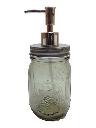 CAM SIVI SABUNLUK,ÇİÇEK DESENLİ KOYU YEŞİL 8X8X10CM 420ML