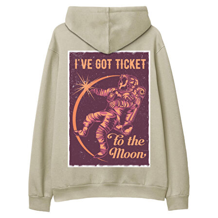 I’Ve got Tıcket Sırt Baskılı Hoodie-Krem