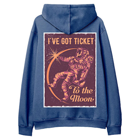 I’Ve got Tıcket Sırt Baskılı Hoodie-Royal Mavi