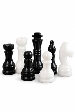 15 İnç Siyah Oniks Doğaltaş Satranç Takımı 38x38 cm - El Yapımı Premium Satranç Seti | Hediye Kutulu -  Siyah Beyaz