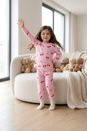 Kız Çocuk Pamuklu  Desenli Pijama Takım TKM1018