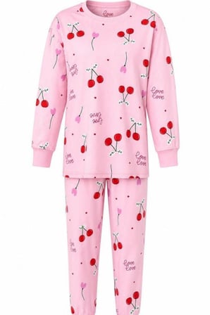Kız Çocuk Pamuklu  Desenli Pijama Takım TKM1018