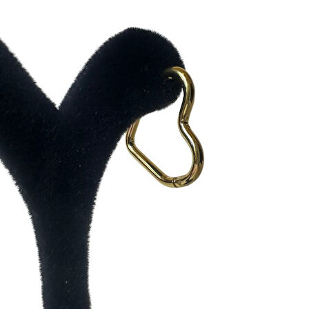 Uretti - Melik 9215 2575 6'lı Gold Renkli Kalpli Küpe 3 Boy 3 Çift Kombin Çoklu Küpe