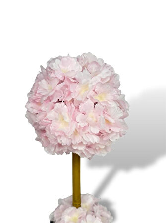Yapay Çiçek Beyaz Metal Saksıda Bahardalı Japon Kiraz Çiçeği Ağacı 45*15cm
