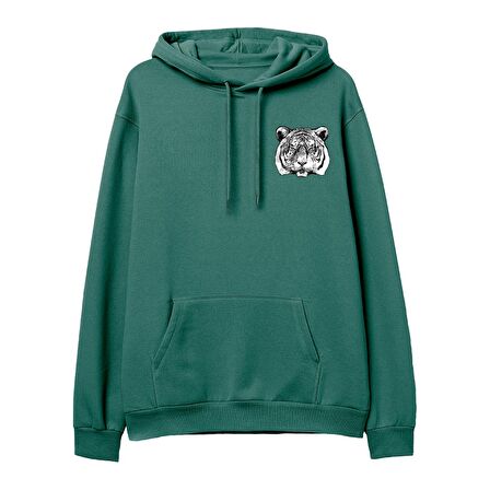 Tiger Baskılı Hoodie-Yeşil