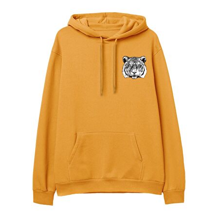 Tiger Baskılı Hoodie-Portakal