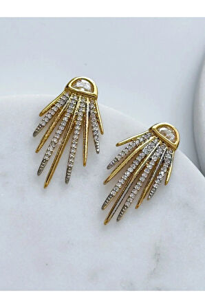 Zirkon Taşlı Saçak Tasarım Küpe