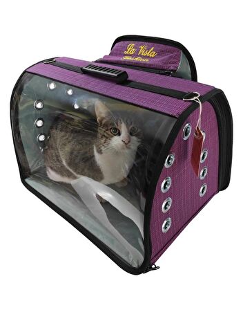 La Vista Jumbo Tomris Kedi, Küçük Köpek Sırt Taşıma Çantası Mor 50-32-31cm