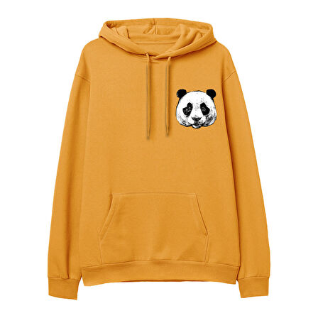Panda Baskılı Hoodie-Portakal