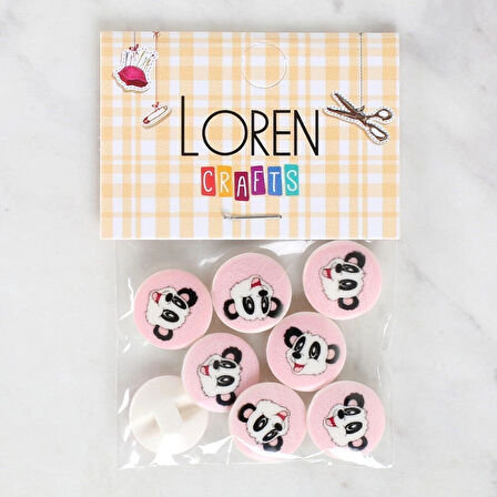 Loren Crafts 8'li Panda Düğme - 1054