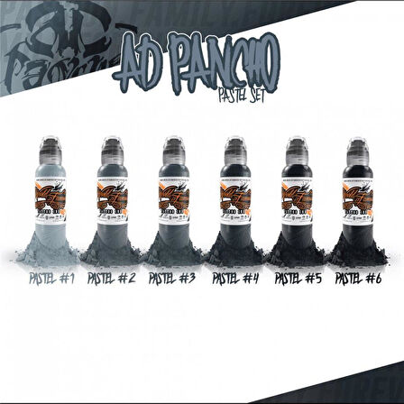A.D Pancho Pastel Greys 6'lı Set - World Famous Ink Dövme Boyası - 1oz/30ml