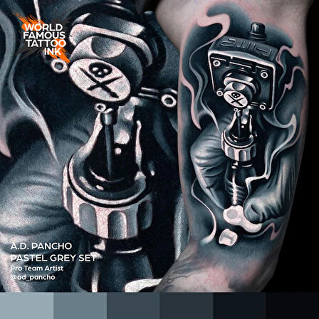 A.D Pancho Pastel Greys 6'lı Set - World Famous Ink Dövme Boyası - 1oz/30ml