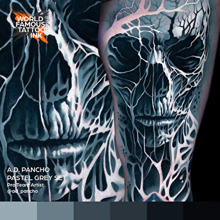 A.D Pancho Pastel Greys 6'lı Set - World Famous Ink Dövme Boyası - 1oz/30ml