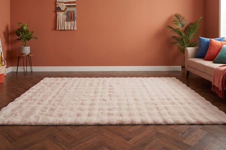 Bubble Tavşan Tüyü Bej Yumuşak Yıkanabilir Tabanlı Peluş Halı 100X200