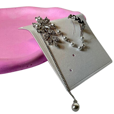 Uretti - Melik 9215 Taşlı Çiçek ve İnci Detaylı Şık Model Kıkırdak Küpe