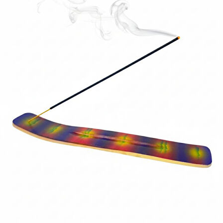 Uretti - Okay 5711 2768 El Yapımı Renkli Desenli Kayık Model Ahşap Tütsülük - 20'li Tütsü Hediyeli