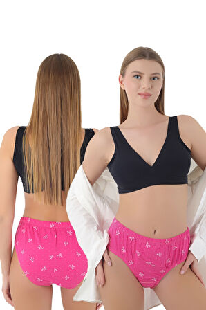 Fiyonk Desenli %100 Pamuk Yüksek Bel Külot – Şıklık ve Doğallık!