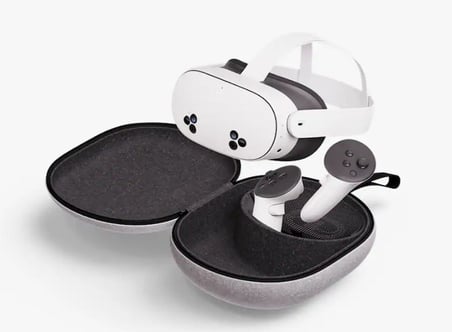 Meta Quest 3 / 3S Uyumlu Kompakt VR Taşıma ve Koruma Çantası (Gri)