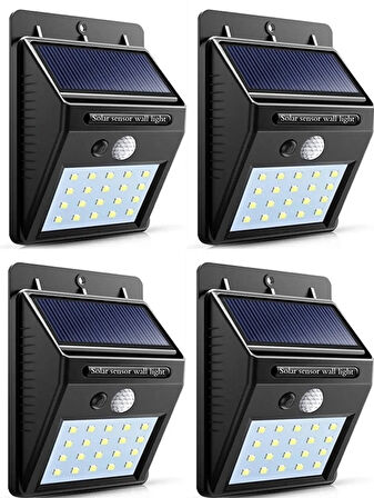 4'lü SET Güneş Enerjili Bahçe Lambası 20 Led 4'lü Paket Bahçe Aplik Bahçe Lambası Bahçe Aydınlatma