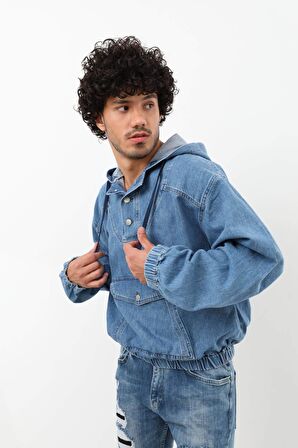 Erkek Jean Sweatshirt Mavi