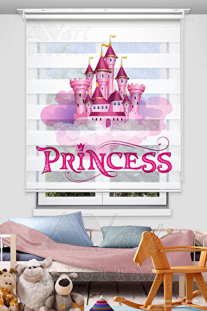 Prensesin Şatosu Baskılı Çocuk Odası Perdesi - Dijital Baskılı Zebra Stor Perde