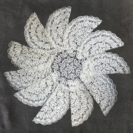 Uretti - Sariye 4648 9654 El Yapımı Tığ İşi Örgü 12'li Dantel Örtü Takımı - 24 x 24 cm