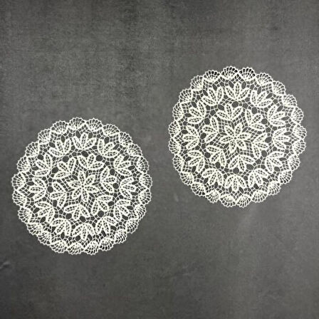Uretti - Sariye 4648 9654 El Yapımı Tığ İşi Örgü 12'li Dantel Örtü Takımı - 24 x 24 cm
