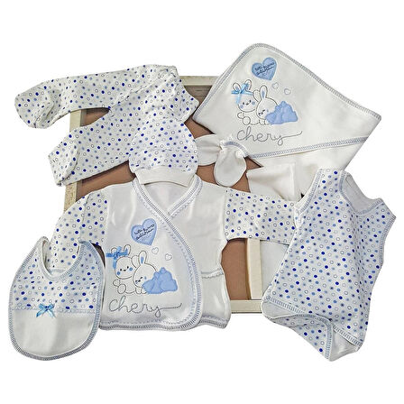 Yeni doğan hastane çıkışı zıbın seti Tavşan Nakışlı