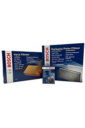 VW Golf 8 1.0 TSI eTSI Benzinli Bosch Filtre Bakım Seti Hava+Yağ+Karbonlu Polen