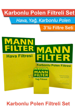 Citroen C2 1.4 Benzinli MANN Filtre Bakım Seti 2003-2008 Hava+Yağ+Karbonlu Polen