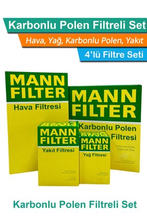 Citroen C3 1.4 Benzinli MANN Filtre Bakım Seti 2003-2009 Hava+Yağ+Yakıt+Karbonlu Polen