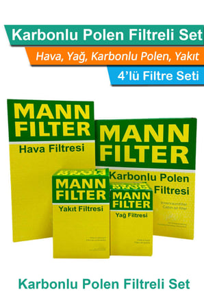 BMW 3 Serisi E46 3.20d 136Hp MANN Filtre Bakım Seti 1998-2002 Hava+Yağ+Yakıt+Karbonlu Polen