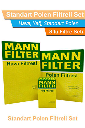 Mercedes C200 Kompressor W203 MANN Filtre Bakım Seti 2002-2007 Hava+Yağ+Standart Polen