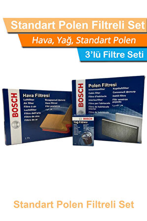 Mercedes E270 CDI W211 Bosch Filtre Bakım Seti 2002-2003 Hava+Yağ+Standart Polen