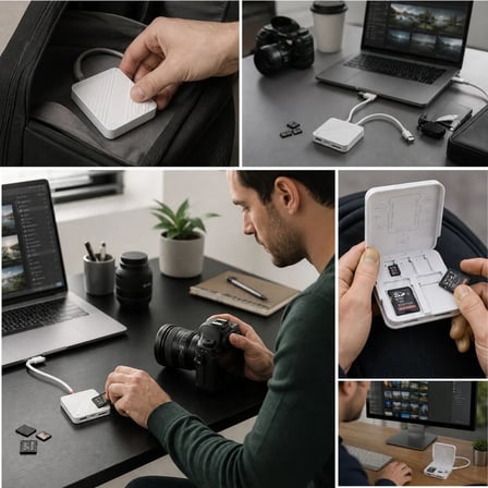 Kararlı Ticaret® USB ve Type-C Uyumlu Çok Fonksiyonlu SD TF Kart Okuyucu, USB 3.0 5Gbps Yüksek Hızlı Veri Aktarım Adaptörü ve Kart Saklama Kutusu
