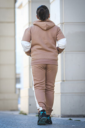 Erkek Çocuk Fermuarlı Kapüşonlu Eşofman Takımı ÇİZGİLİ ESF.0092