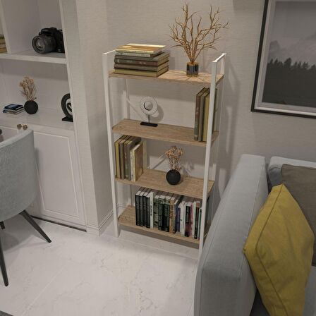Dekoratif Kitaplık Ahşap Çok Amaçlı Raf Mini Kİtaplık Beyaz